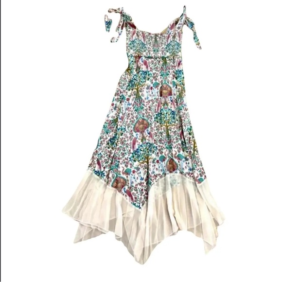 SANDRO Irena pleated maxi handkerchief hem dress medium - Picture 2 of 6